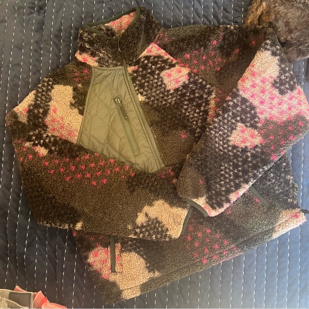 JoyLab Teddy Jacket - Black, Pink, and Cream